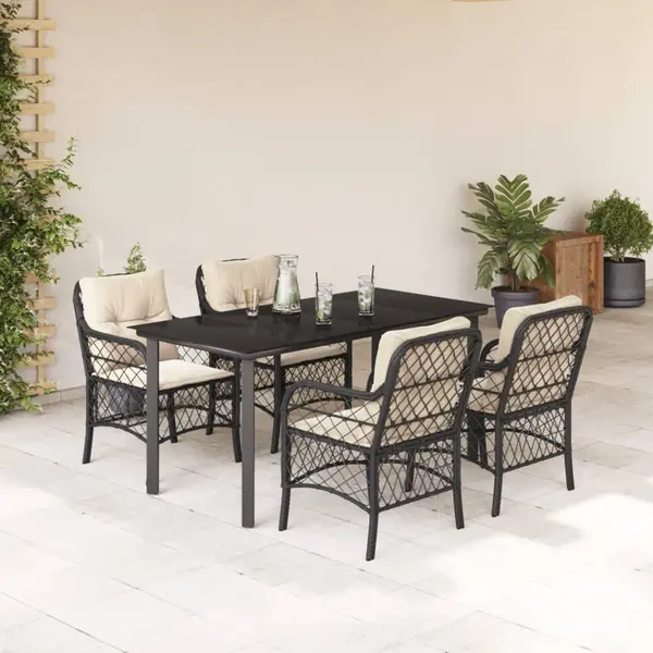 Gossi set mobilier de gradina cu perne, 5 piese, negru, poliratan