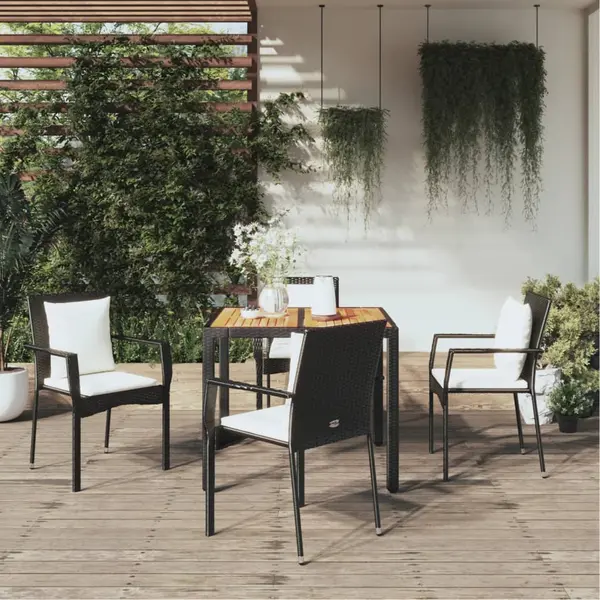 Gossi set mobilier de gradina cu perne, 5 piese, negru, poliratan