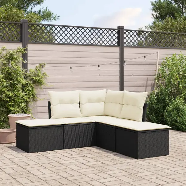 Gossi set mobilier de gradina cu perne, 5 piese, negru, poliratan