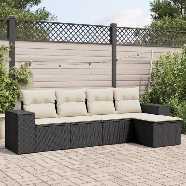 Gossi set mobilier de gradina cu perne, 5 piese, negru, poliratan