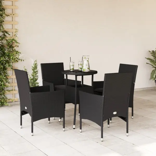 Gossi set mobilier de gradina cu perne 5 piese negru poliratan&sticla