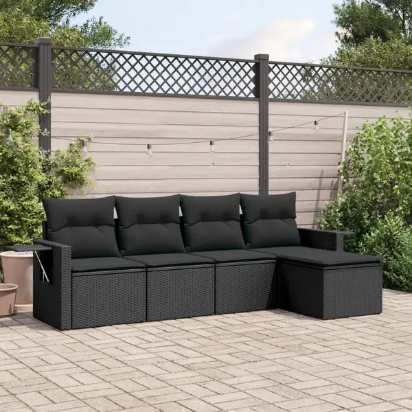Gossi set mobilier de gradina cu perne, 5 piese, negru, poliratan