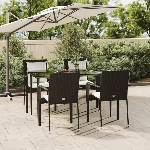 Gossi set mobilier de gradina cu perne, 5 piese, negru, poliratan