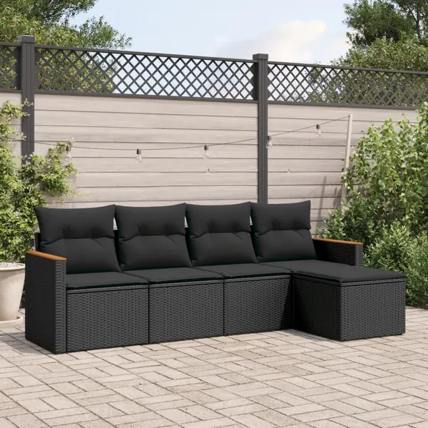 Gossi set mobilier de gradina cu perne, 5 piese, negru, poliratan