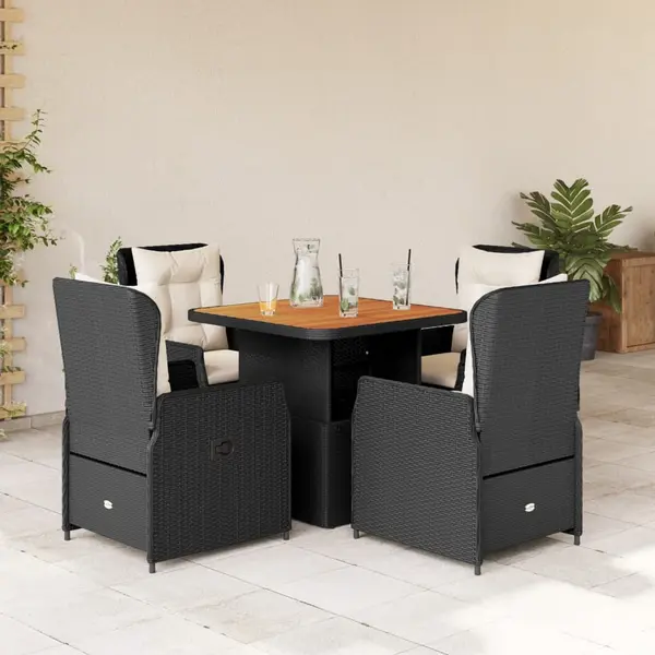 Gossi set mobilier de gradina cu perne, 5 piese, negru, poliratan