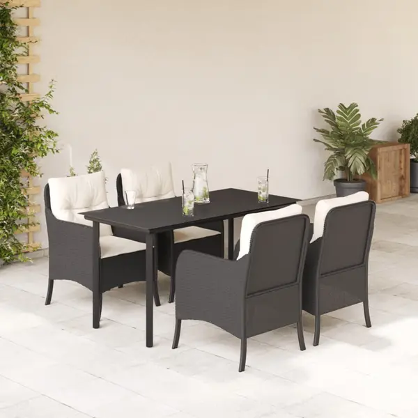 Gossi set mobilier de gradina cu perne, 5 piese, negru, poliratan