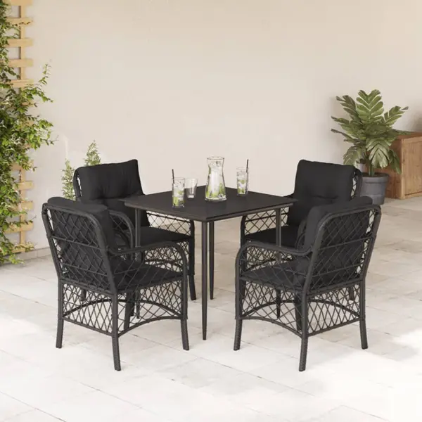 Gossi set mobilier de gradina cu perne, 5 piese, negru, poliratan