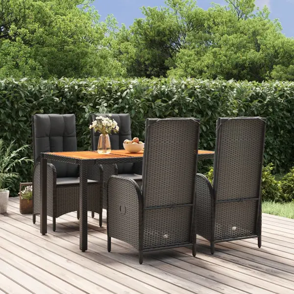 Gossi set mobilier de gradina cu perne, 5 piese, negru, poliratan