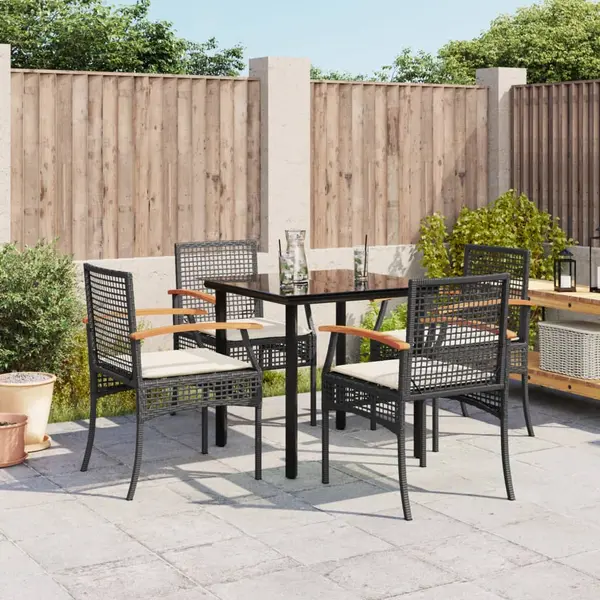 Gossi set mobilier de gradina cu perne, 5 piese, negru, poliratan