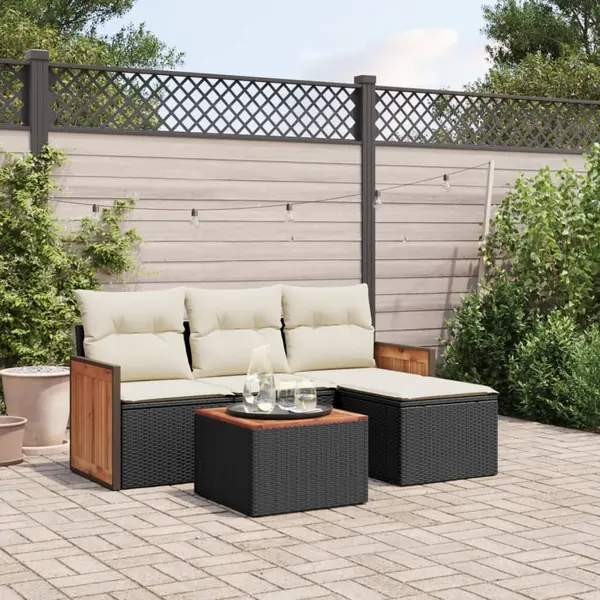 Gossi set mobilier de gradina cu perne, 5 piese, negru, poliratan