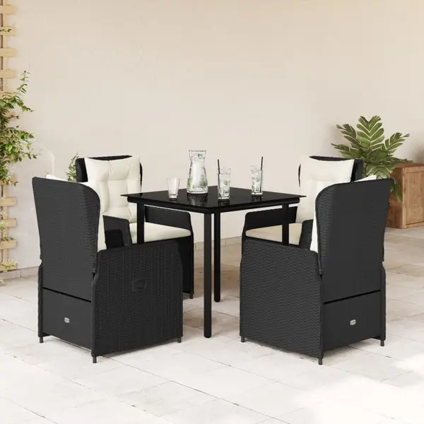 Gossi set mobilier de gradina cu perne, 5 piese, negru, poliratan