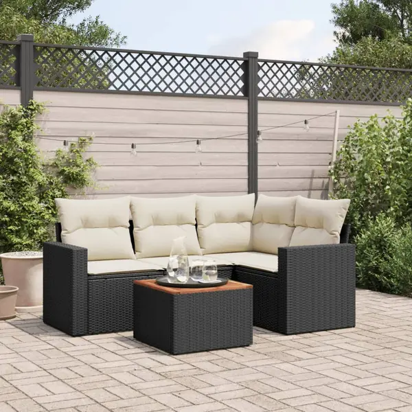 Gossi set mobilier de gradina cu perne, 5 piese, negru, poliratan