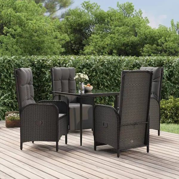 Gossi set mobilier de gradina cu perne, 5 piese, negru, poliratan