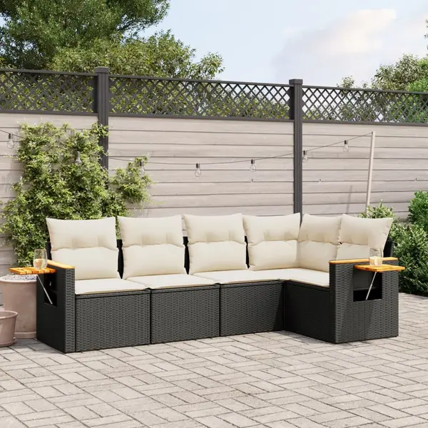 Gossi set mobilier de gradina cu perne, 5 piese, negru, poliratan