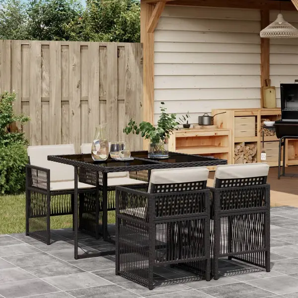 Gossi set mobilier de gradina cu perne, 5 piese, negru, poliratan