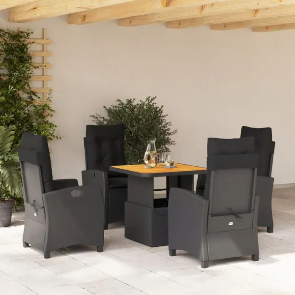 Gossi set mobilier de gradina cu perne, 5 piese, negru, poliratan