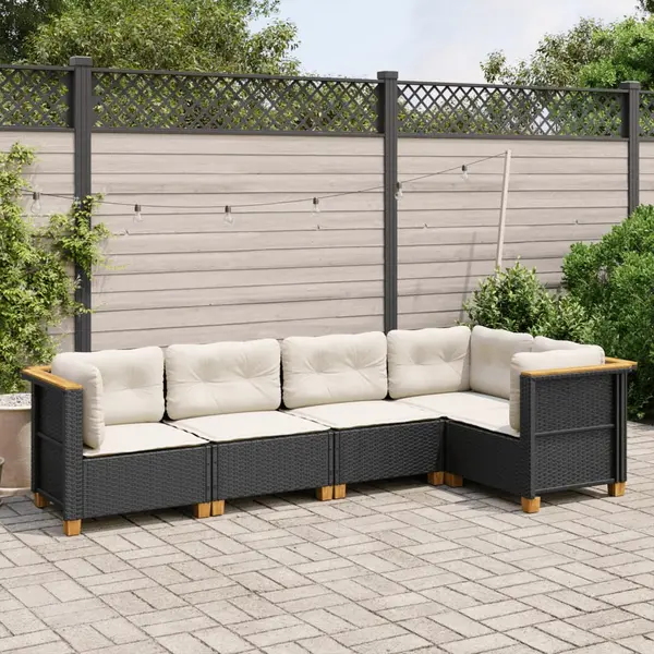 Gossi set mobilier de gradina cu perne, 5 piese, negru, poliratan