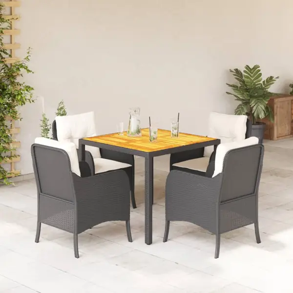 Gossi set mobilier de gradina cu perne, 5 piese, negru, poliratan