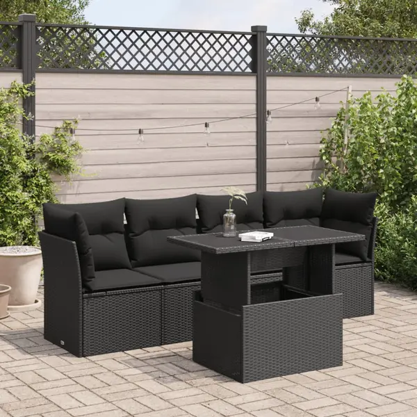 Gossi set mobilier de gradina cu perne, 5 piese, negru, poliratan