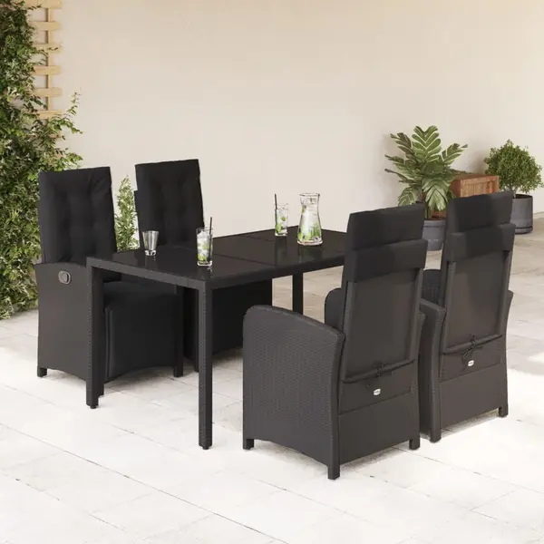 Gossi set mobilier de gradina cu perne, 5 piese, negru, poliratan