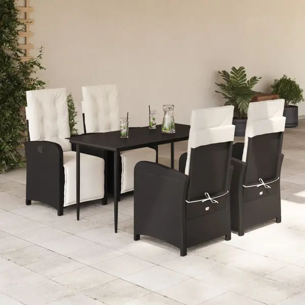 Gossi set mobilier de gradina cu perne, 5 piese, negru, poliratan