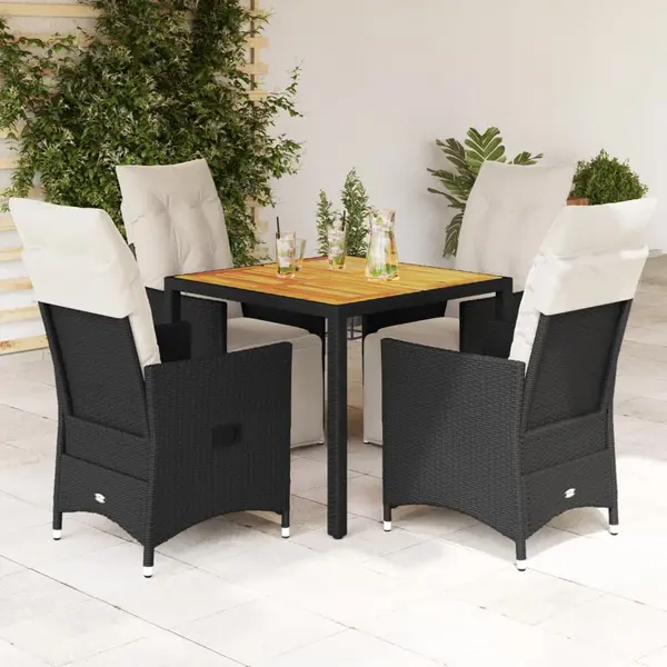 Gossi set mobilier de gradina cu perne, 5 piese, negru, poliratan