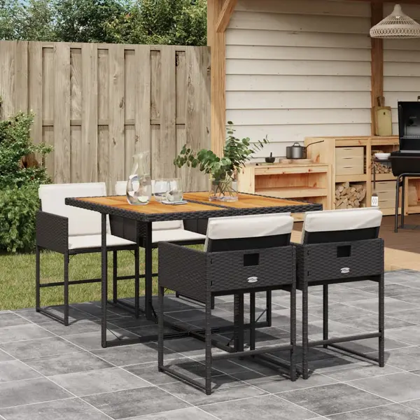 Gossi set mobilier de gradina cu perne, 5 piese, negru, poliratan