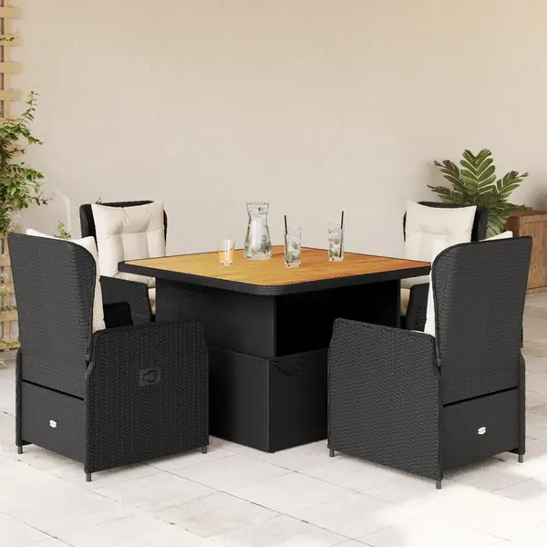 Gossi set mobilier de gradina cu perne, 5 piese, negru, poliratan