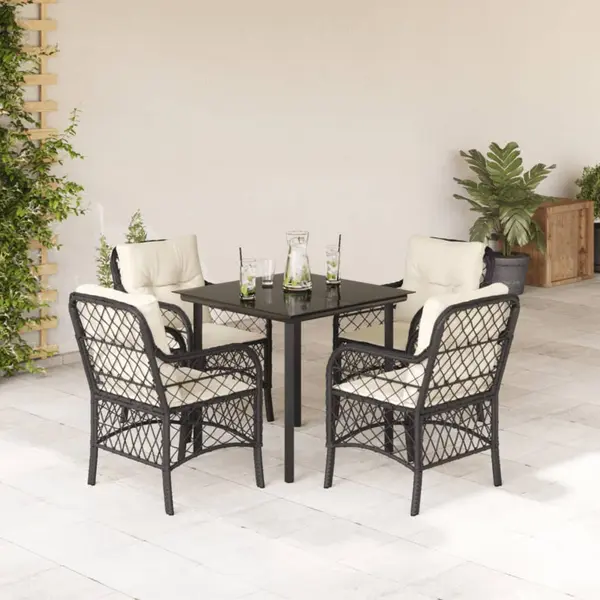 Gossi set mobilier de gradina cu perne, 5 piese, negru, poliratan