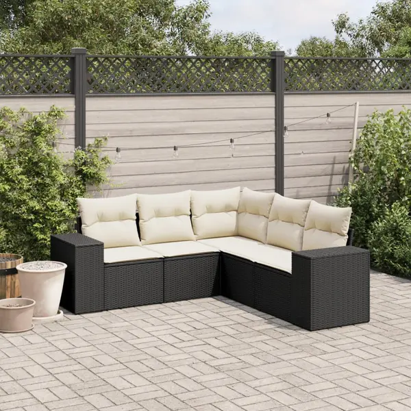 Gossi set mobilier de gradina cu perne, 5 piese, negru, poliratan