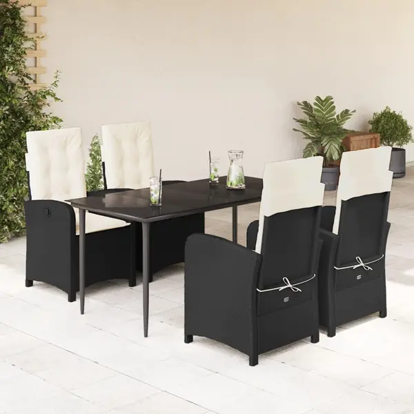 Gossi set mobilier de gradina cu perne, 5 piese, negru, poliratan