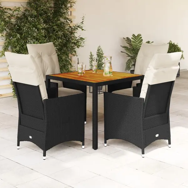 Gossi set mobilier de gradina cu perne, 5 piese, negru, poliratan