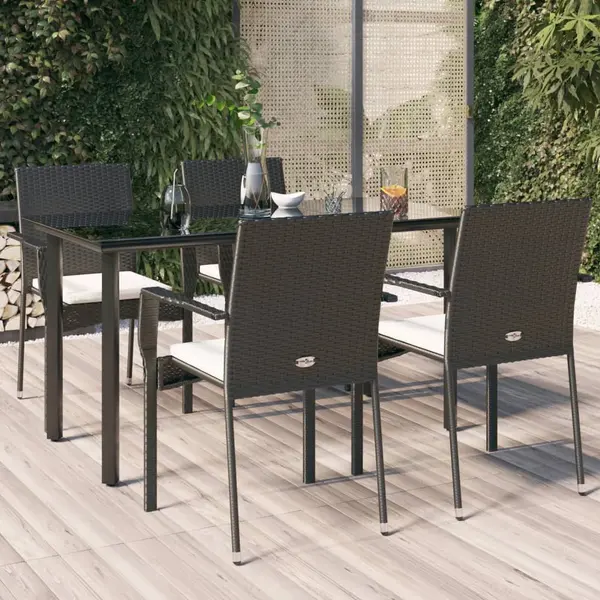Gossi set mobilier de gradina cu perne, 5 piese, negru, poliratan