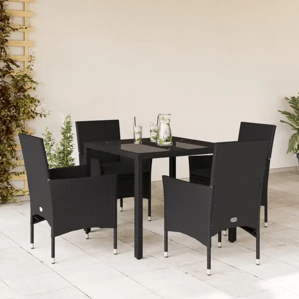 Gossi set mobilier de gradina cu perne 5 piese negru poliratan&sticla