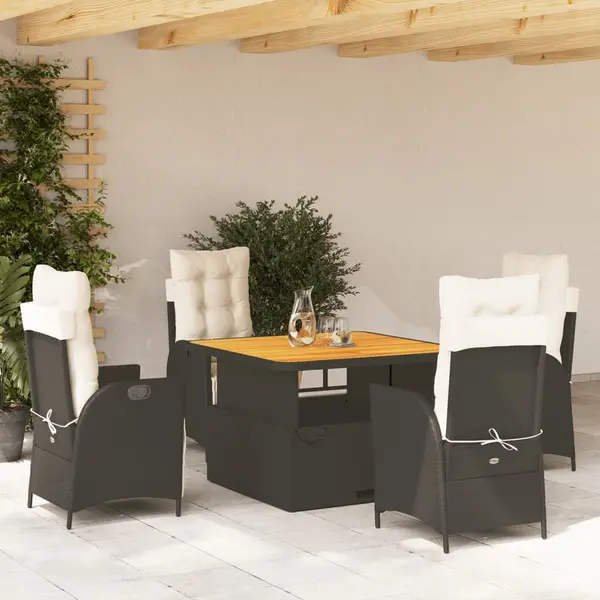 Gossi set mobilier de gradina cu perne, 5 piese, negru, poliratan