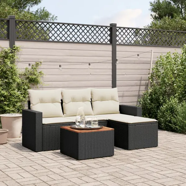 Gossi set mobilier de gradina cu perne, 5 piese, negru, poliratan