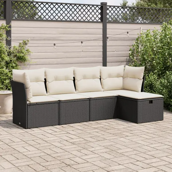 Gossi set mobilier de gradina cu perne, 5 piese, negru, poliratan