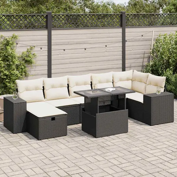 Gossi set mobilier de gradina cu perne, 5 piese, negru, poliratan