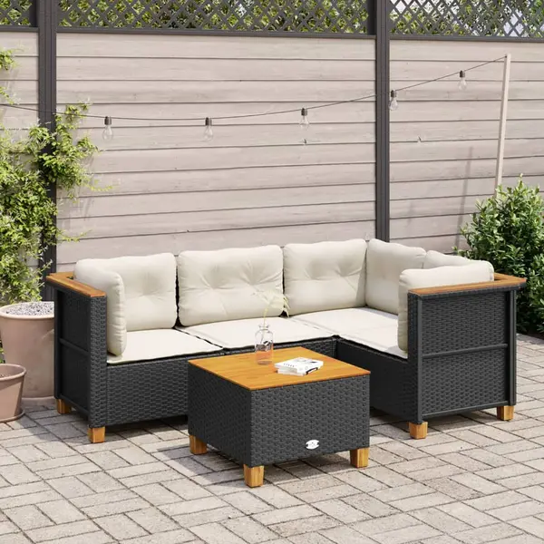 Gossi set mobilier de gradina cu perne, 5 piese, negru, poliratan