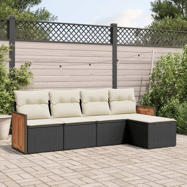 Gossi set mobilier de gradina cu perne, 5 piese, negru, poliratan