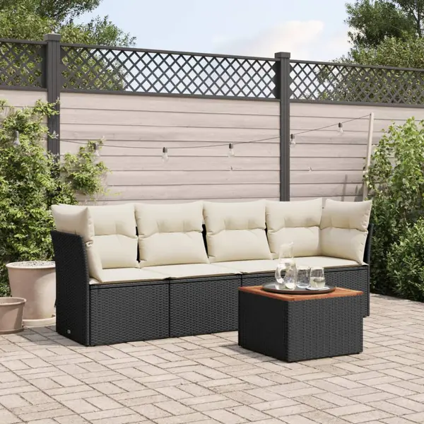 Gossi set mobilier de gradina cu perne, 5 piese, negru, poliratan