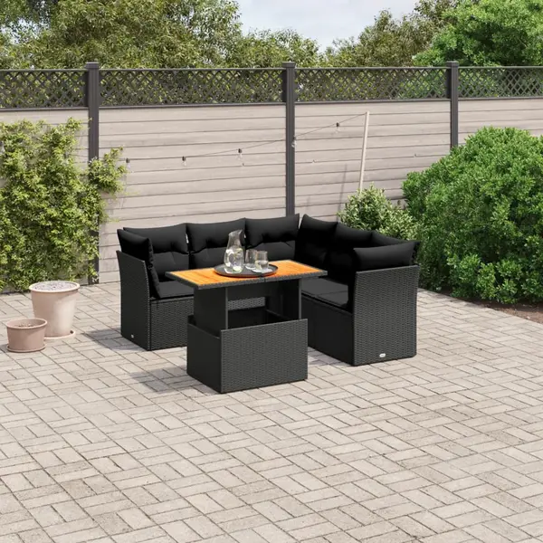 Gossi set mobilier de gradina cu perne, 5 piese, negru, poliratan