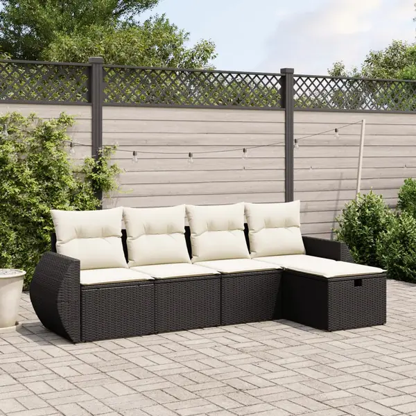 Gossi set mobilier de gradina cu perne, 5 piese, negru, poliratan