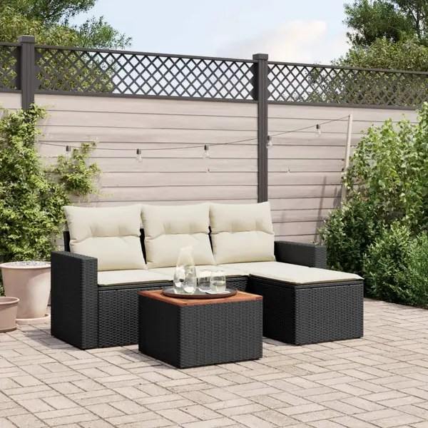 Gossi set mobilier de gradina cu perne, 5 piese, negru, poliratan