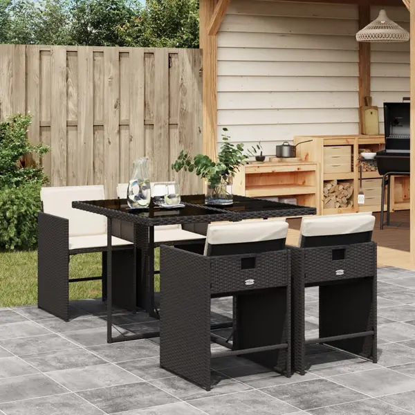 Gossi set mobilier de gradina cu perne, 5 piese, negru, poliratan