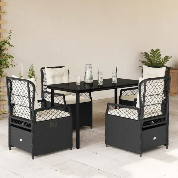 Gossi set mobilier de gradina cu perne, 5 piese, negru, poliratan