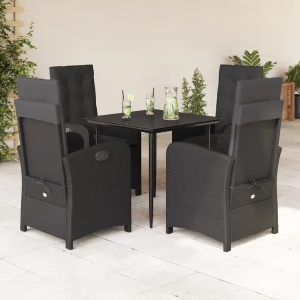 Gossi set mobilier de gradina cu perne, 5 piese, negru, poliratan