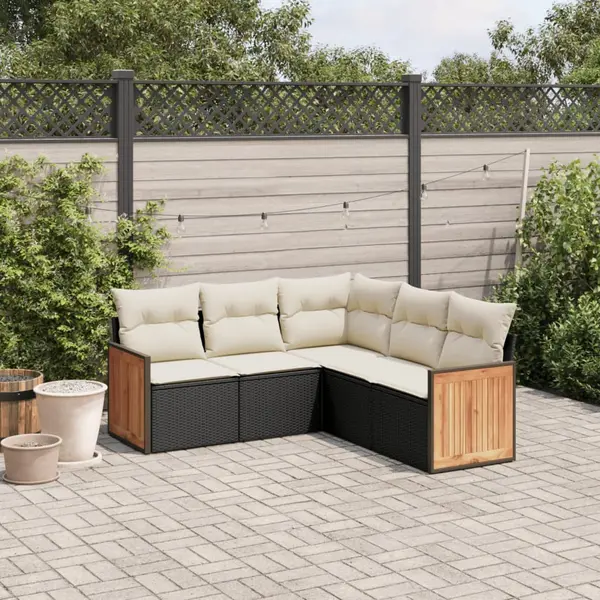 Gossi set mobilier de gradina cu perne, 5 piese, negru, poliratan