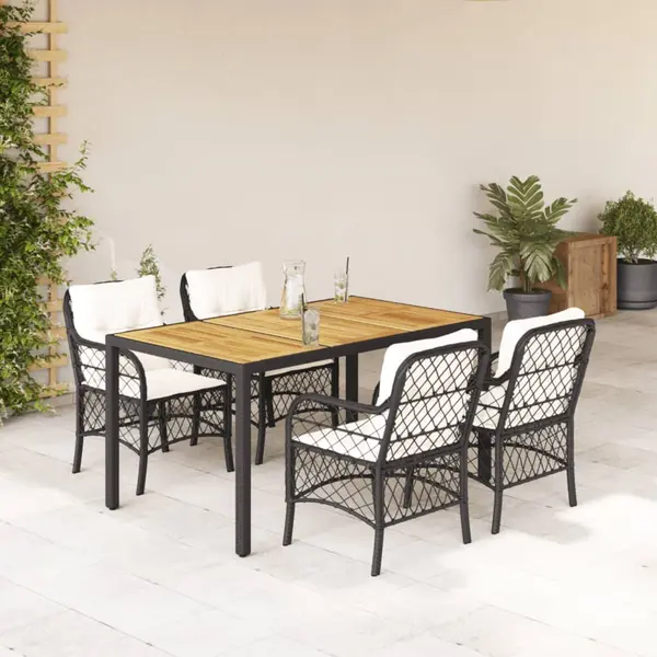 Gossi set mobilier de gradina cu perne, 5 piese, negru, poliratan