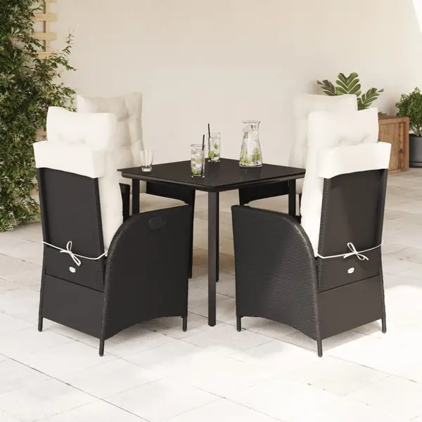 Gossi set mobilier de gradina cu perne, 5 piese, negru, poliratan
